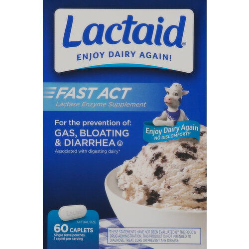 Lactaid Lactase Enzyme Supplement, Fast Act, Caplets