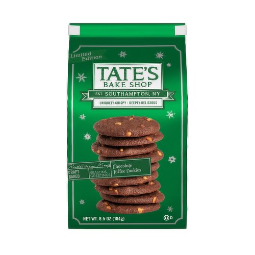 TATE'S Bake Shop Chocolate Toffee Cookies, Limited Edition Holiday Cookies, 6.5 oz