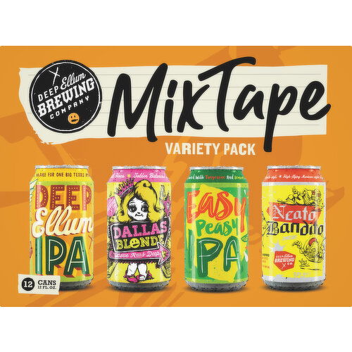 Deep Ellum Brewing Beer, Variety Pack, Mix Tape, 12 Pack