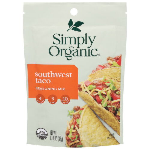 Simply Organic Seasoning Mix, Southwest Taco - 1.13 Ounce