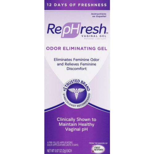 RepHresh Vaginal Gel, Personal Lubricant, Odor Eliminating Gel