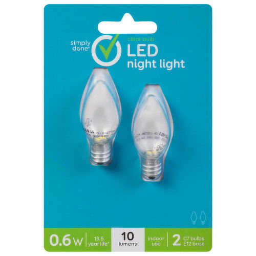 Simply Done Light Bulb, Night Light LED, 0.6 Watts