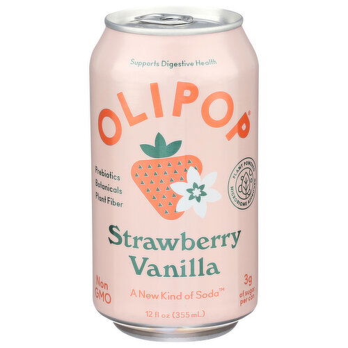 Olipop Soda, Strawberry Vanilla