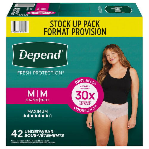 Depend Maximum Medium Underwear Stock Up Pack - 42 Each