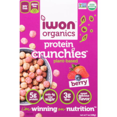 Iwon Organics Protein Crunchies, Plant-Based, Berry