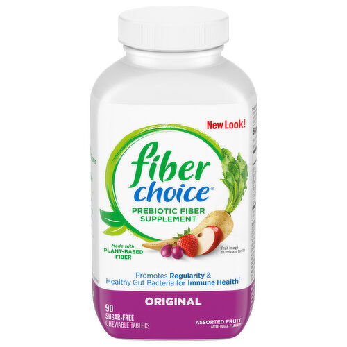 Fiber Choice Prebiotic Fiber Supplement, Original, Chewable Tablets, Assorted Fruit