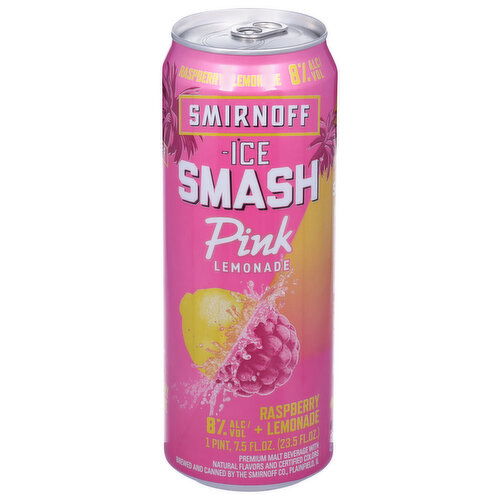 Smirnoff Malt Beverage, Premium, Pink, Raspberry + Lemonade