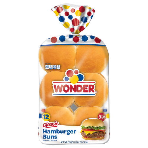 Wonder Hamburger Buns, Classic, Extra Soft