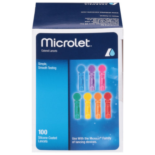 Microlet Lancets, Silicone-Coated, Colored