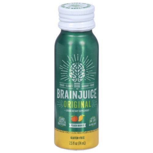 BrainJuice Liquid Dietary Supplement, Organic, Peach Mango