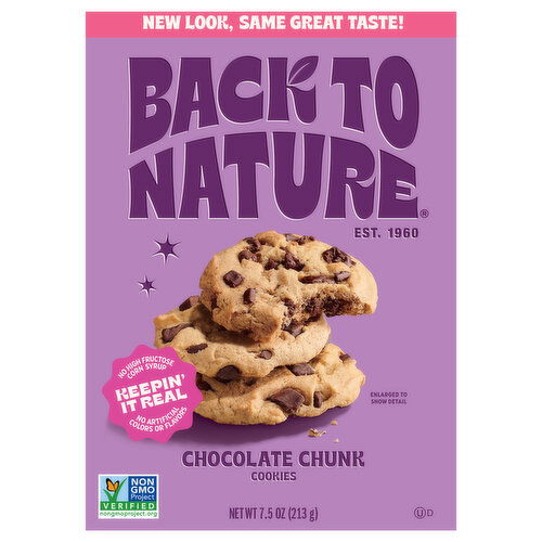 Back to Nature Cookies, Chocolate Chunk - 7.5 Ounce