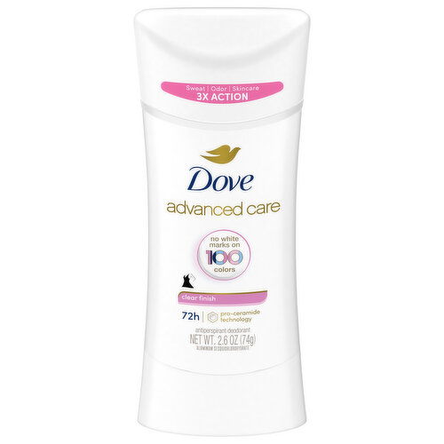 Dove Antiperspirant Deodorant, 72H, Clear Finish