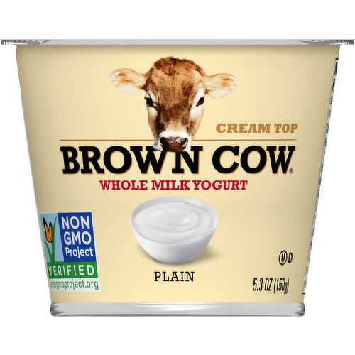 Brown Cow Yogurt, Whole Milk, Plain - 5.3 Ounce