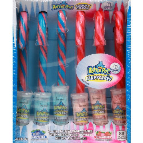 Baby Bottle Pop Candy Canes, Blue Raspberry, Strawberry, Ages 4+