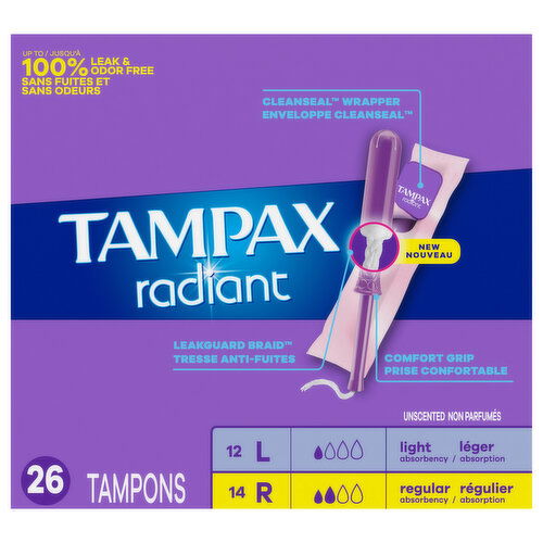Tampax Light/Regular Unscented Tampons - 26 Each
