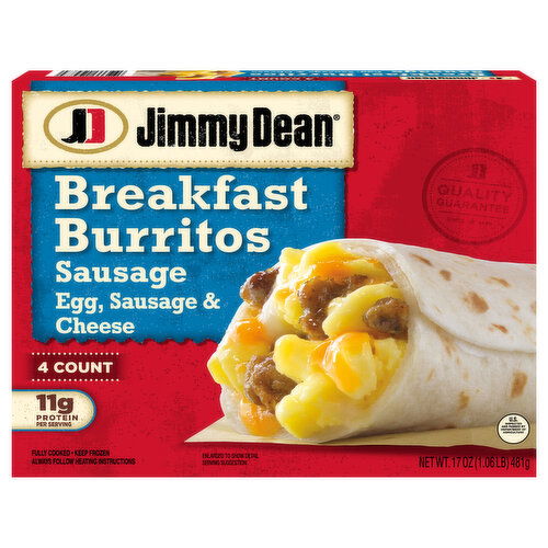 Jimmy Dean Breakfast Burritos, Egg, Sausage & Cheese