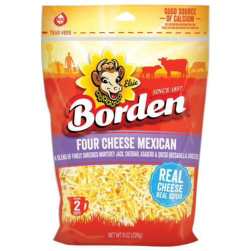 Borden Four Cheese Mexican Finely Shredded Cheese - 8 Ounce