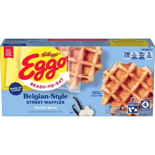 Eggo Frozen Belgian-Style Street Waffles, Vanilla Bean - 7.76 Ounce