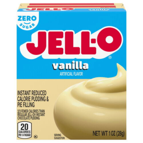 Jell-O Pudding & Pie Filling, Reduced Calorie, Zero Sugar, Instant, Vanilla