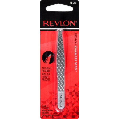 Revlon Tweezer, Slant, Stainless Steel