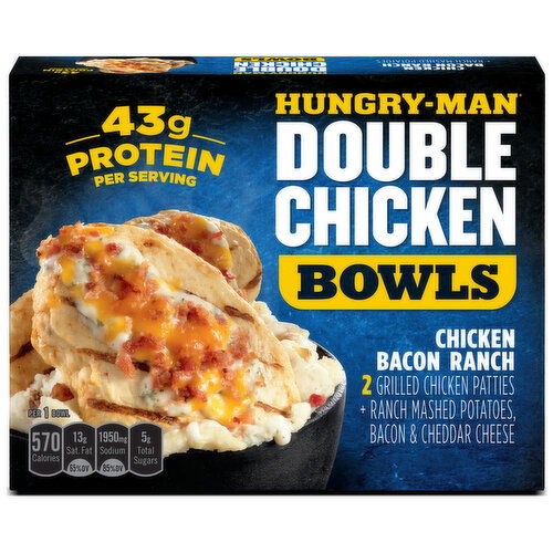 Hungry-Man Double Chicken Bacon Ranch Bowls With Mashed Potatoes Frozen Meal