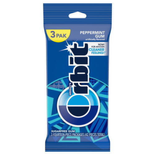 Orbit Gum, Sugar Free, Peppermint, 3 Pak