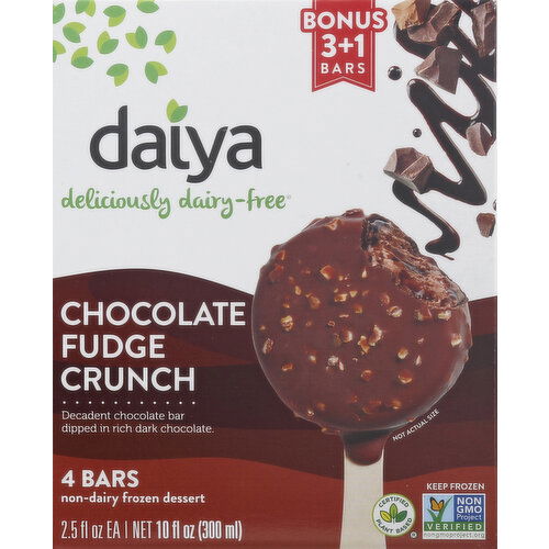 Daiya Frozen Dessert Bars, Non-Dairy, Chocolate Fudge Crunch, 4 Pack