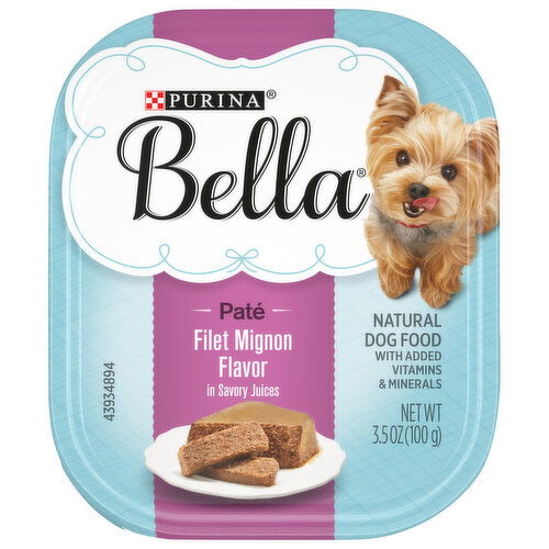 Bella Natural Small Breed Pate Wet Dog Food, Filet Mignon Flavor in Savory Juices