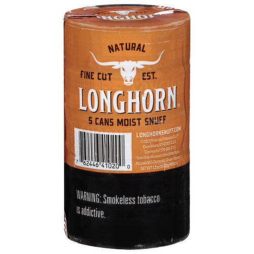 LongHorn Moist Snuff, Natural, Fine Cut