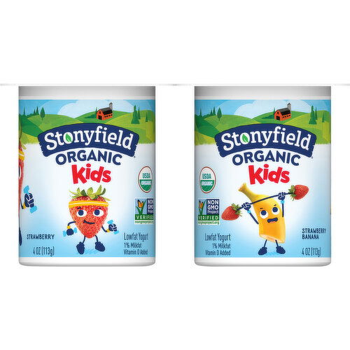 Stonyfield Organic Yogurt, Low Fat, Strawberry Banana, Strawberry