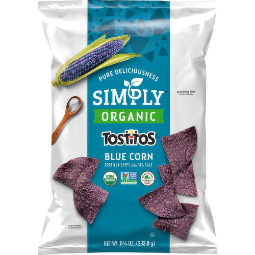 Simply Organic Tortilla Chips with Sea Salt, Blue Corn