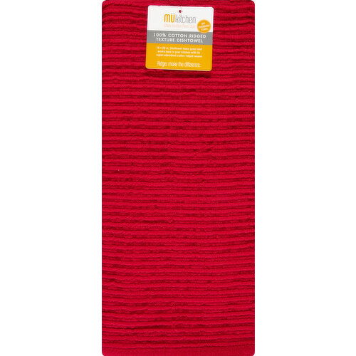 MUkitchen Dishcloth, Ridged Texture, 100% Cotton, Ruby