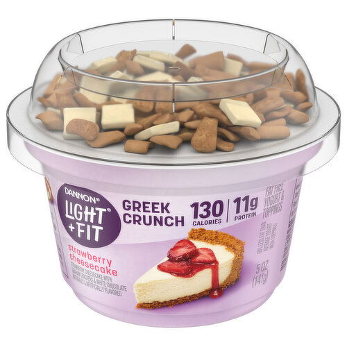 Dannon Yogurt & Toppings, Fat Free, Strawberry Cheesecake, Greek Crunch