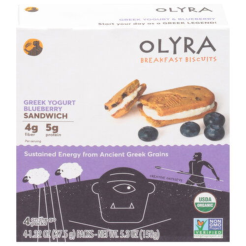 Olyra Breakfast Biscuits, Greek Yogurt Blueberry Sandwich