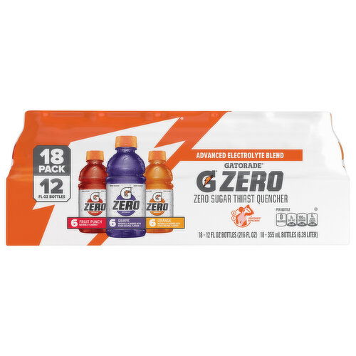 Gatorade Thirst Quencher, Zero Sugar, Fruit Punch/Grape/Orange