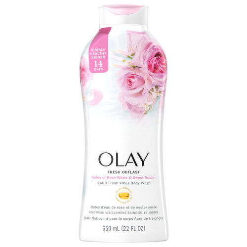 Olay Body Wash, Notes of Rose Water & Sweet Nectar