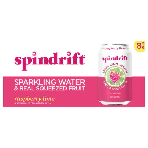Spindrift Unsweetened Raspberry Lime Sparkling Water - 8 Each