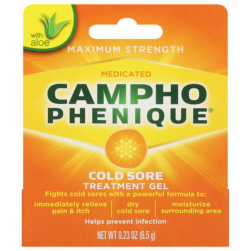 Campho Phenique Cold Sore Treatment Gel, Medicated, Maximum Strength