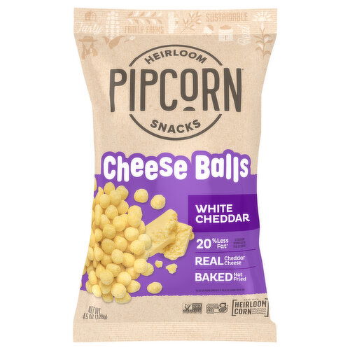 Pipcorn White Cheddar Cheese Balls - 4.5 Ounce