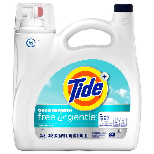 Tide + Free & Gentle Unscented Detergent - 117 Fluid Ounce