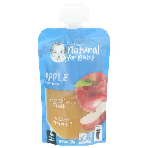 Gerber Baby Food, with Vitamin C, Sitter (2nd Foods), Apple - 3.5 Ounce