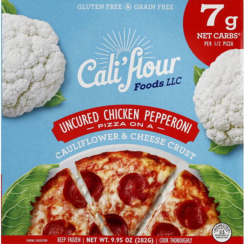 Califlour Foods Pizza, Cauliflower & Cheese Crust, Uncured Chicken Pepperoni