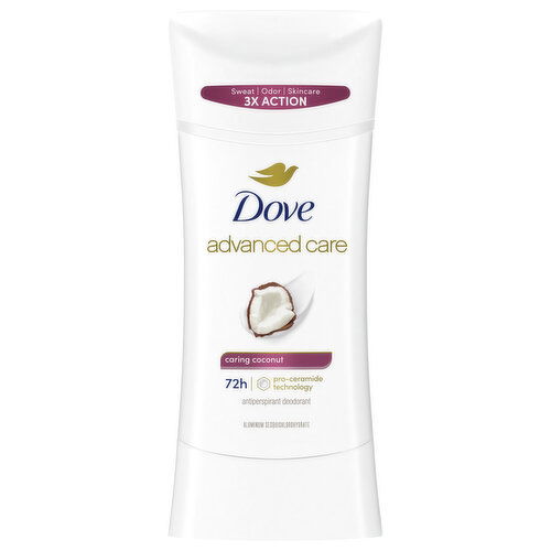 Dove Antiperspirant Deodorant, Caring Coconut, 72H, Advanced Care