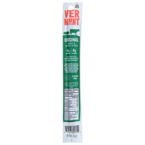 Vermont Smoke & Cure Beef & Pork Stick, Original