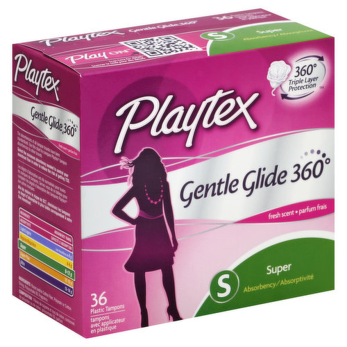 Playtex Tampons, Plastic, Super Absorbency, Fresh Scent