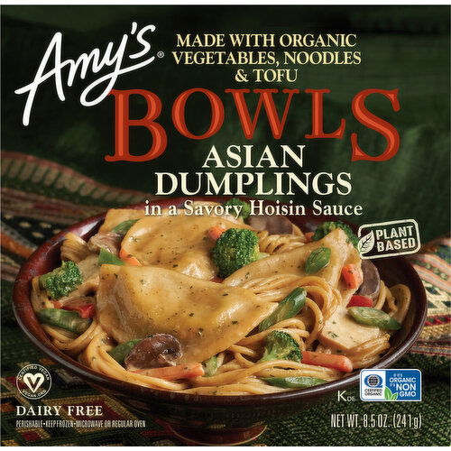 Amy's Amy's Frozen Bowls, Asian Dumplings In a Savory Hoisin Sauce, Vegan, 8.5 oz.