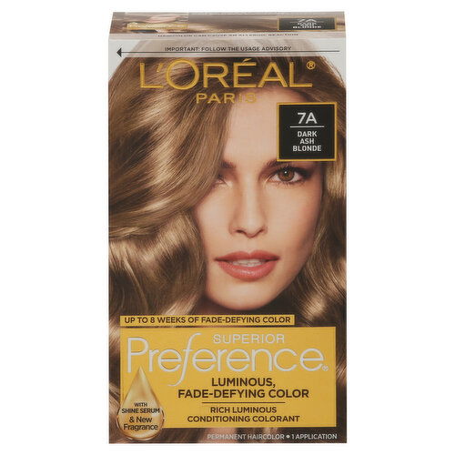 L'Oreal Hair Color, Permanent, Dark Ash Blonde 7A