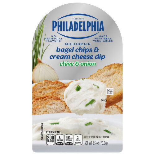 Philadelphia Bagel Chips & Cream Cheese Dip, Chive & Onion, Multigrain