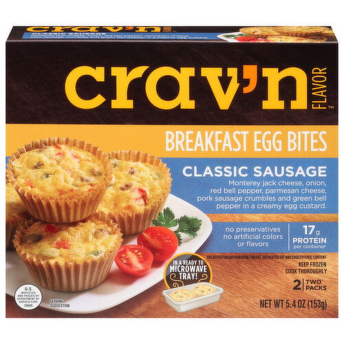 Crav'n Flavor Breakfast Egg Bites, Classic Sausage, Two Packs