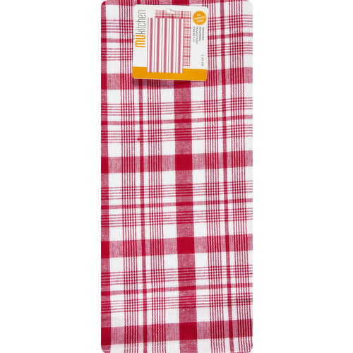 MUkitchen Dishtowel, 100% Cotton, Farmhouse, Cabernet